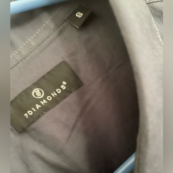 Mens Grey 7 Diamond Short Sleeve Dressy Shirt - Picture 2 of 3